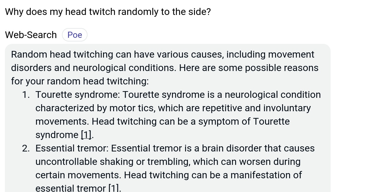 Why does my head twitch randomly to the side? Poe