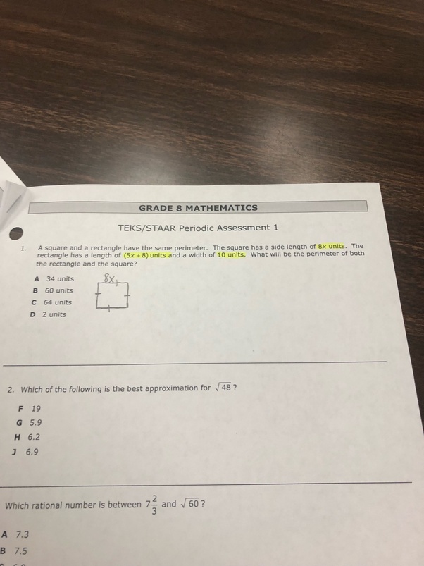 A square and a rectangle have the same perimeter. The square has a side