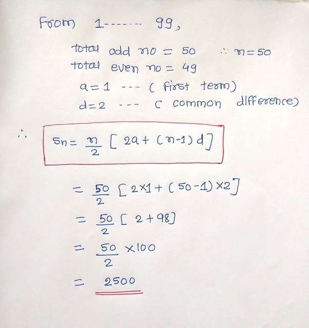 What is the sum of 1+3+5+7+9+11+13+15+17+19+21+23+25+27+29+31+…+95+97