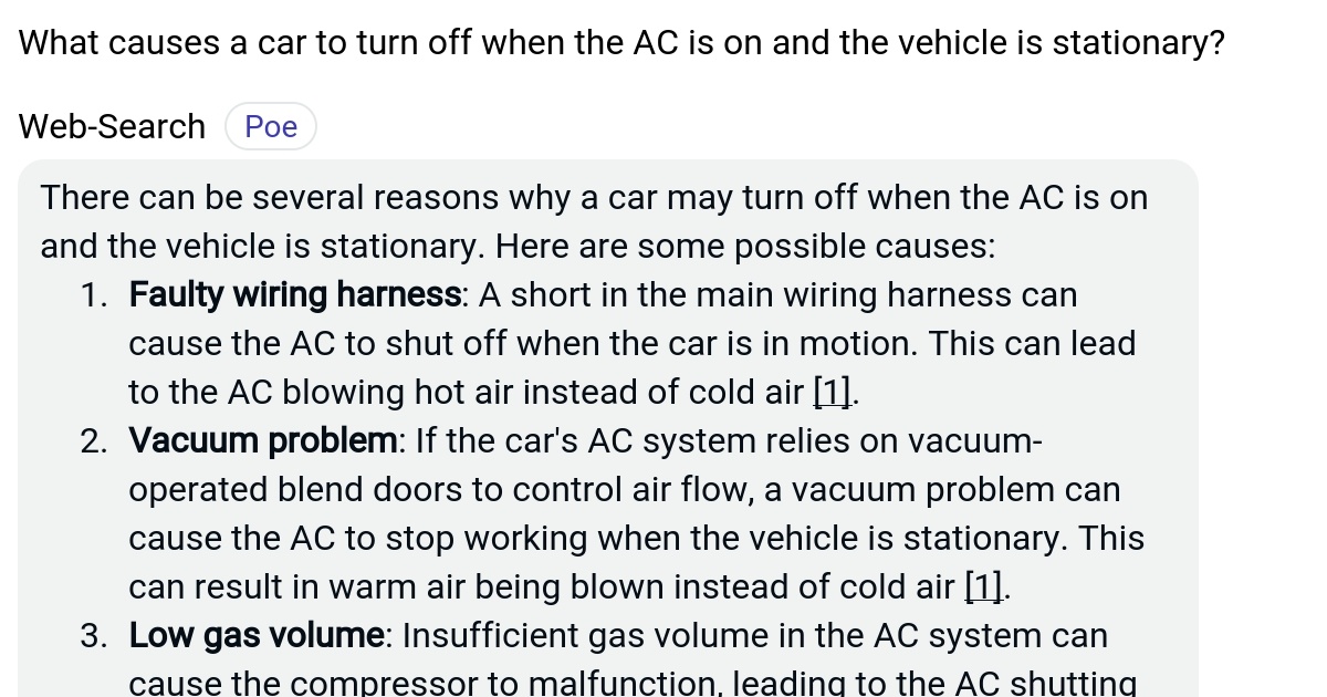 What causes a car to turn off when the AC is on and the vehicle is