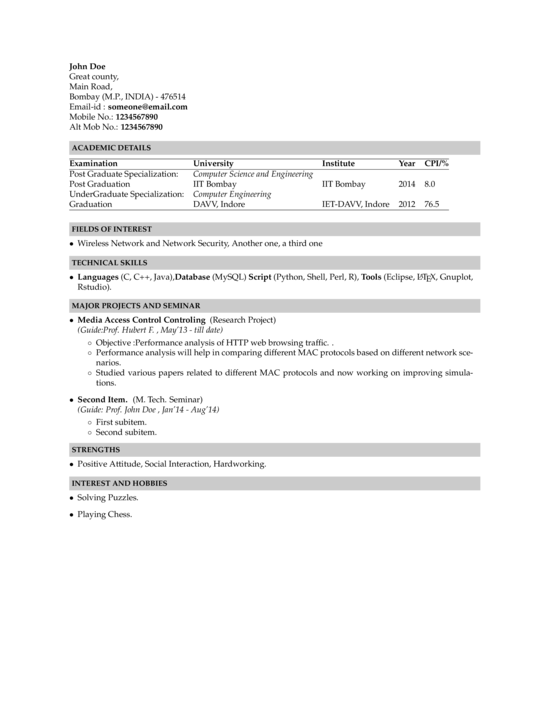 Which is the font used by most IITians in their resumes? Quora