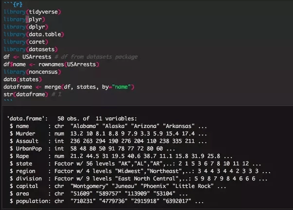 What are the functions of R and their data types? What are at least 10