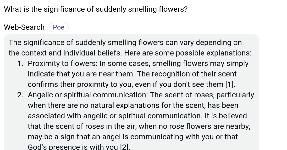 What is the significance of suddenly smelling flowers? Poe