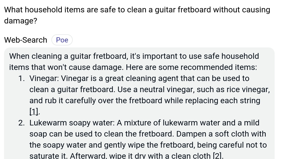 What household items are safe to clean a guitar fretboard without
