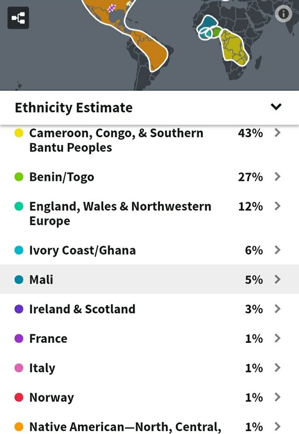 A DNA test said that I'm 78 African, with 19 europe, 2 asian, and 1 Native, and usually