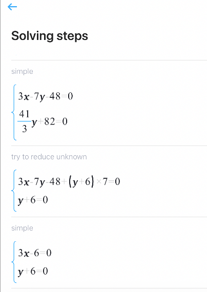 What is the linear system solved using elimination? 3x - 7y = 48. 5x + 2y =  -2 - Quora