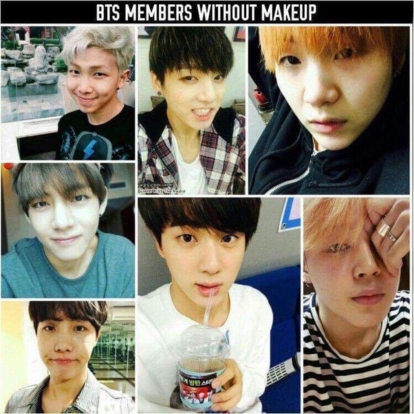 How do BTS members look with makeup and without makeup