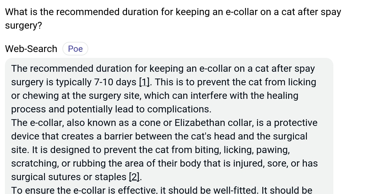 What is the duration for keeping an ecollar on a cat after