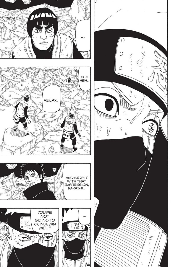 What is most likely going through Kakashi's mind when he first sees