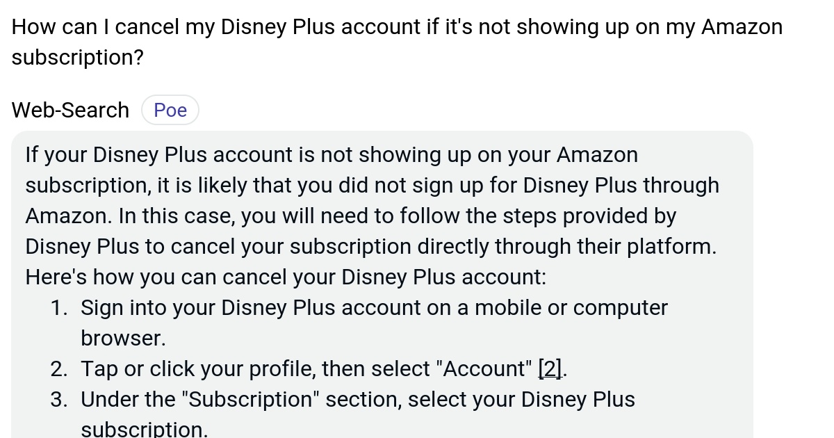 How can I cancel my Disney Plus account if it's not showing up on my