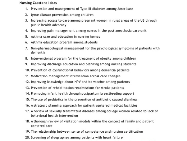 What are the easiest nursing capstone projects? Quora