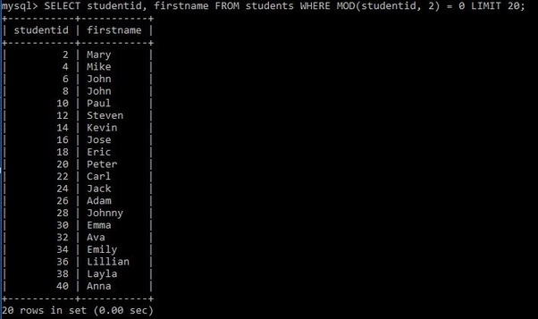 How to fetch alternate rows from a table in SQL Quora