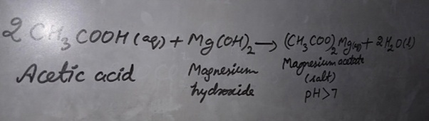 What is the balanced equation between acetic acid and magnesium