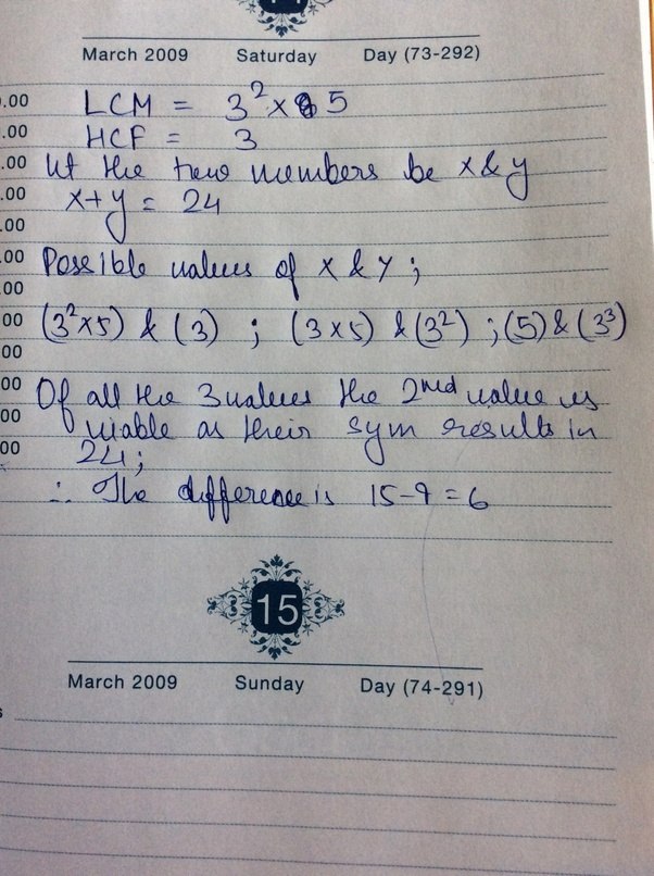 The LCM and the HCF of two numbers are 45 and 3 respectively, and their