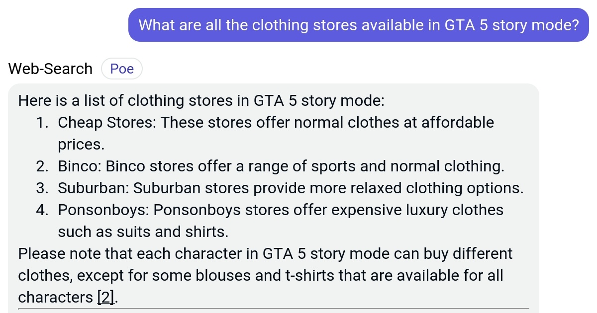 What are all the clothing stores available in GTA 5 story mode? Poe