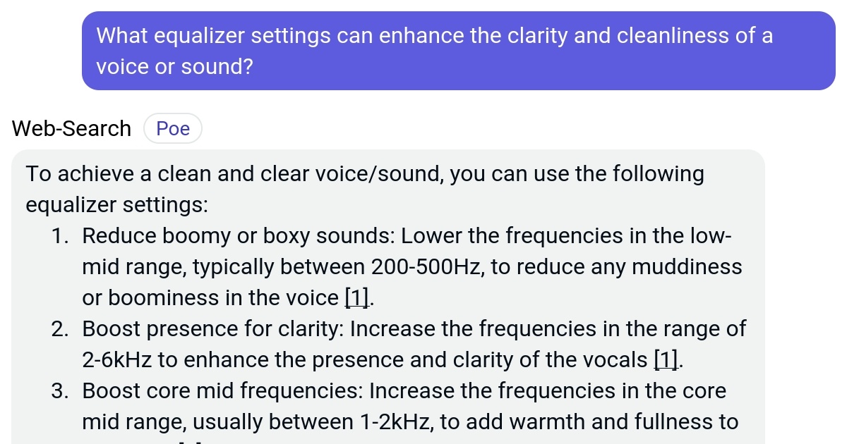 What equalizer settings can enhance the clarity and cleanliness of a