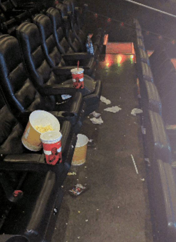 Do you clean up after yourself in a movie theater or do you leave your