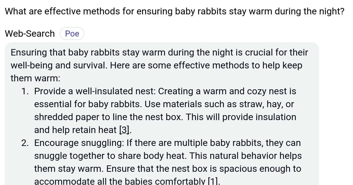 What are effective methods for ensuring baby rabbits stay warm during