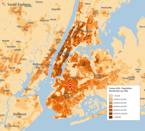 Manhattan Population Density Map When will New York city as a whole be as densely populated as Manhattan