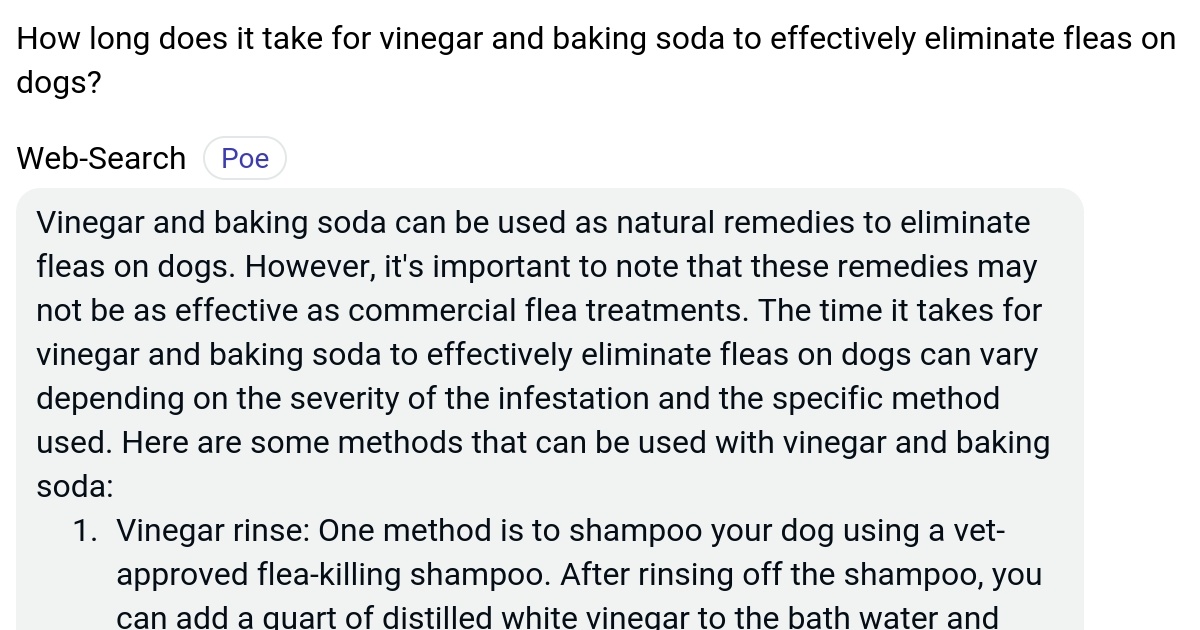 How long does it take for vinegar and baking soda to effectively