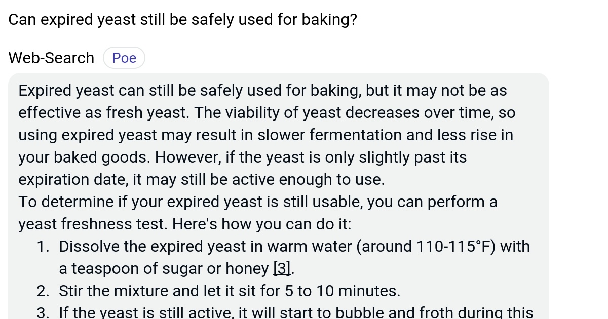 Can expired yeast still be safely used for baking? Poe
