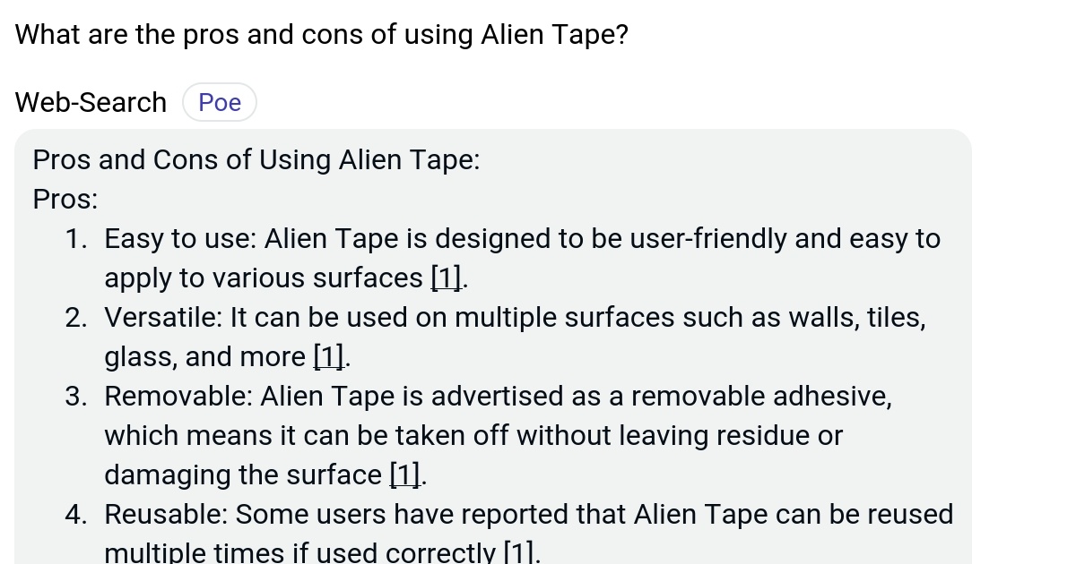 What are the pros and cons of using Alien Tape? Poe