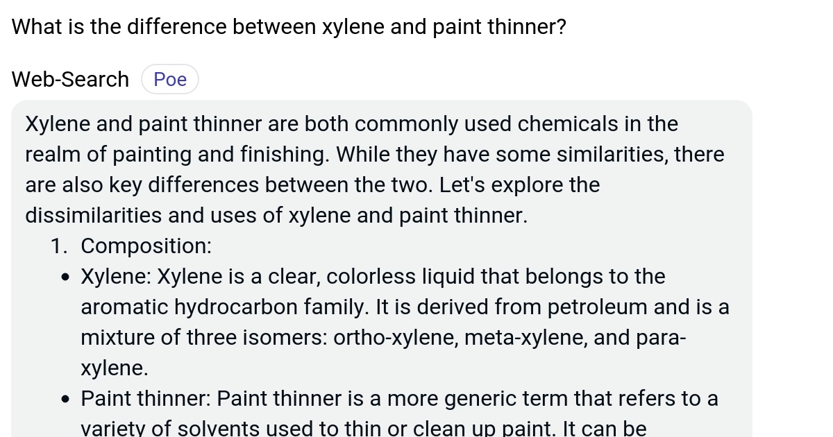 What is the difference between xylene and paint thinner? Poe