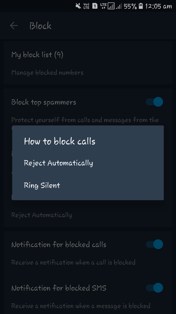 What will the caller hear when I block calls using Truecaller