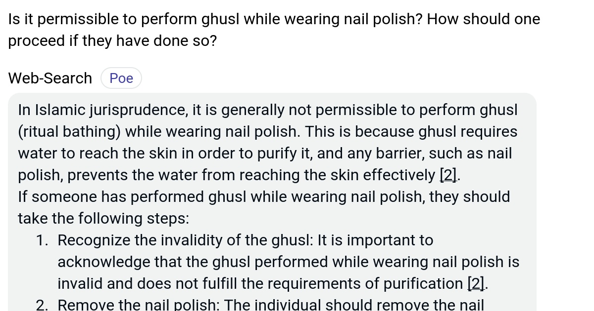 Is it permissible to perform ghusl while wearing nail polish? How