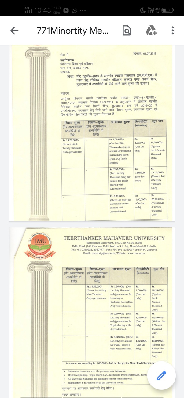 What are best private medical colleges in UP and what are the fees of colleges through