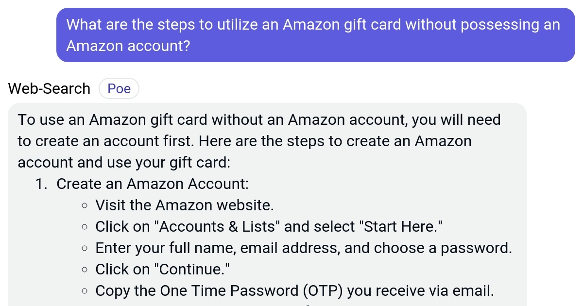 What are the steps to utilize an Amazon gift card without possessing an