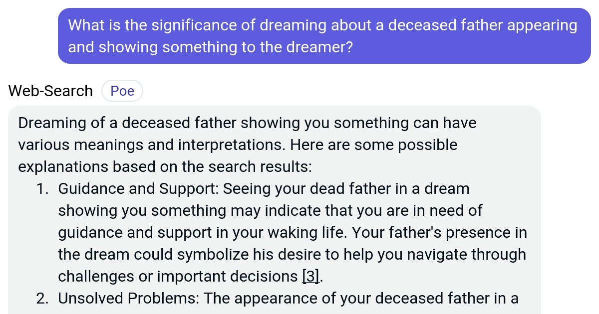 What is the significance of dreaming about a deceased father appearing and showing something to