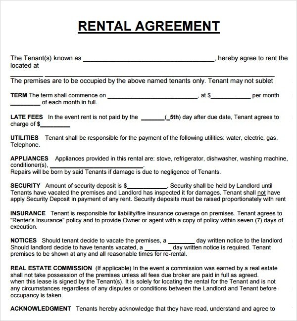What does a real rent agreement look like? Quora