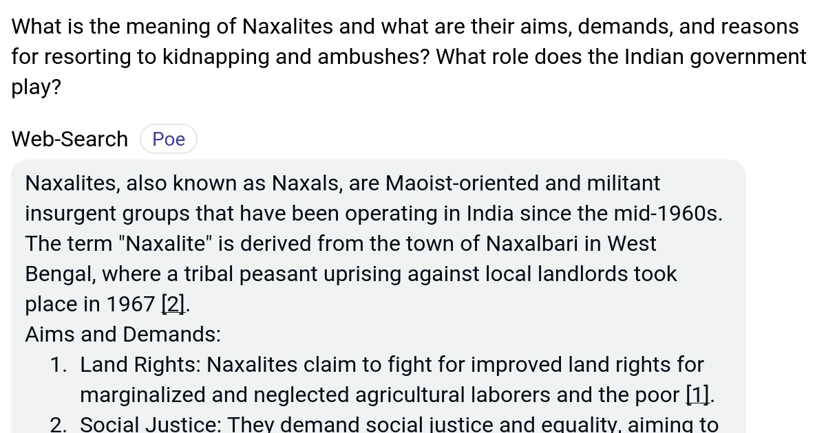 What is the meaning of Naxalites and what are their aims, demands, and