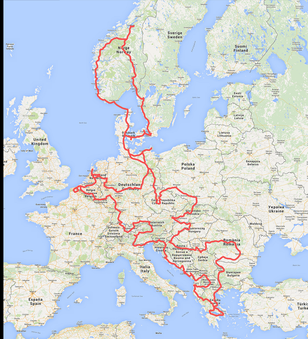 Road Trip Through Europe Map What is the longest road trip that you've taken in Europe? How was the