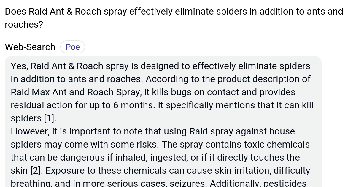 Does Raid Ant & Roach spray effectively eliminate spiders in addition