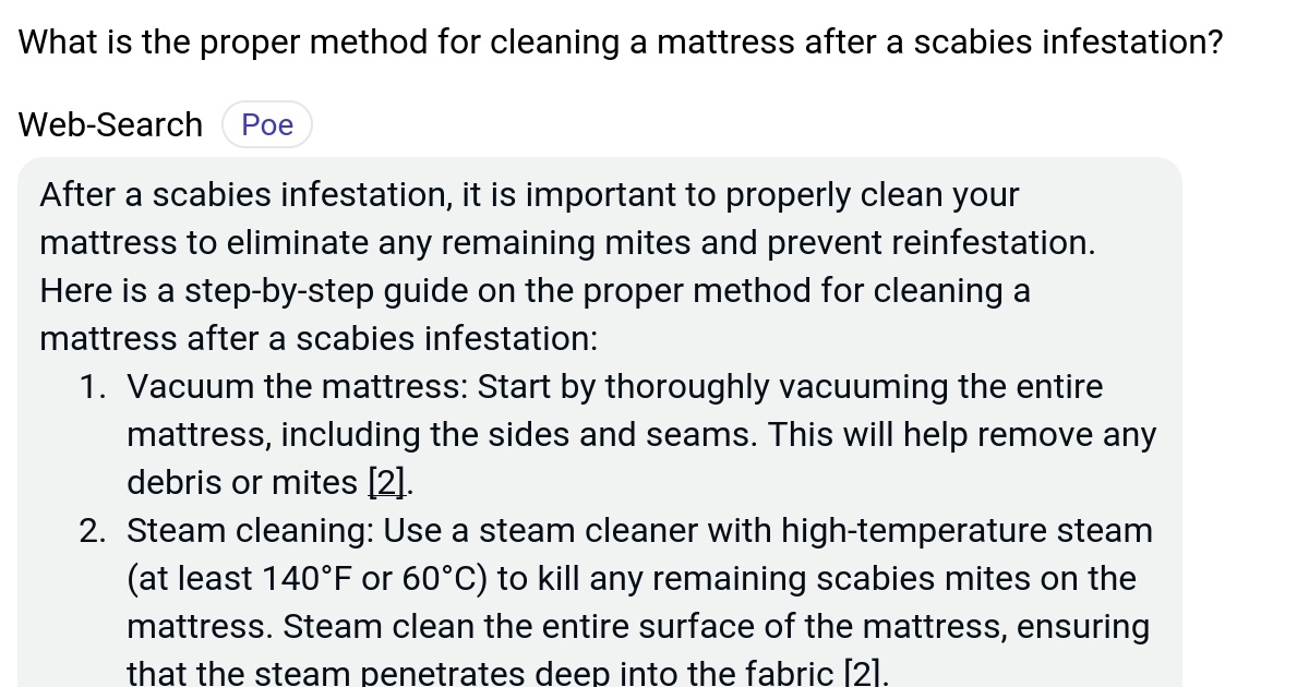 What is the proper method for cleaning a mattress after a scabies