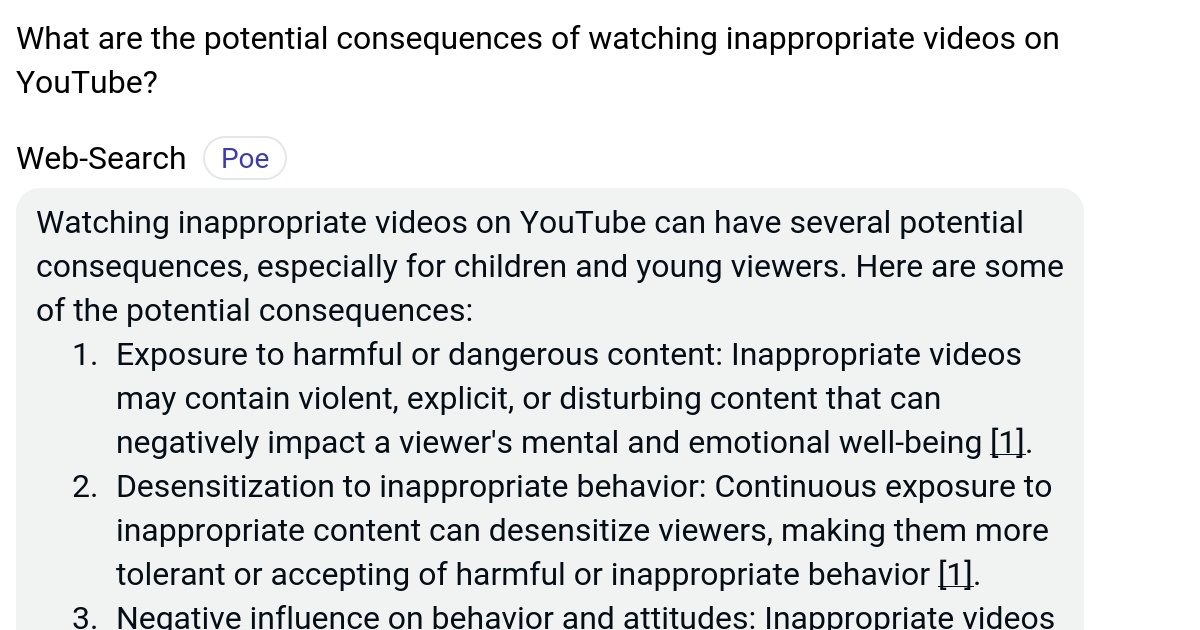 What are the potential consequences of watching inappropriate videos on