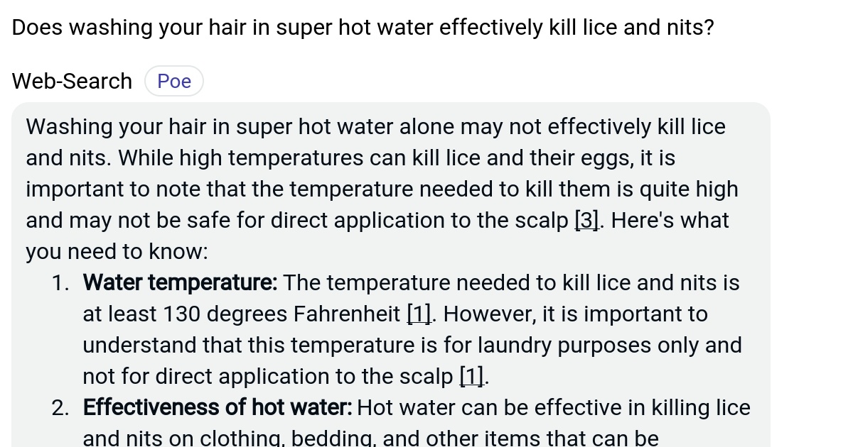 Does washing your hair in super hot water effectively kill lice and