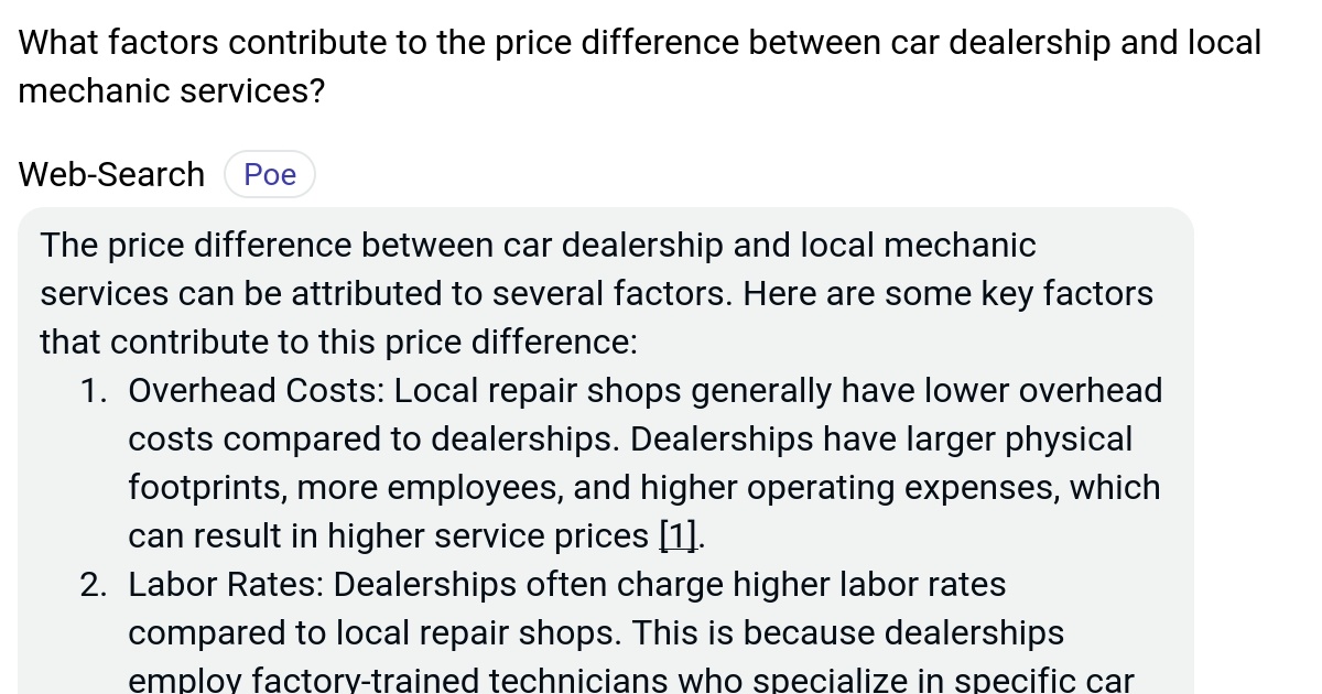 What factors contribute to the price difference between car dealership