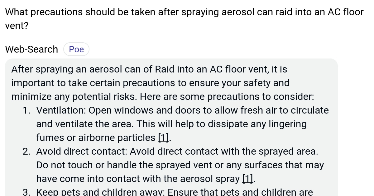 What precautions should be taken after spraying aerosol can raid into