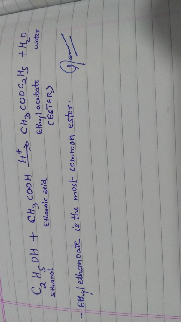 What is the balanced chemical equation of ethanol + ethanoic acid? Quora