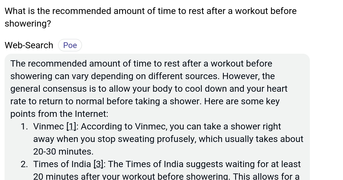 What is the amount of time to rest after a workout before