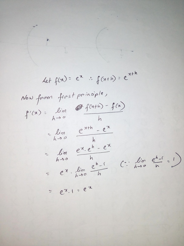 What is the differentiation of e^x by the first principle? Quora