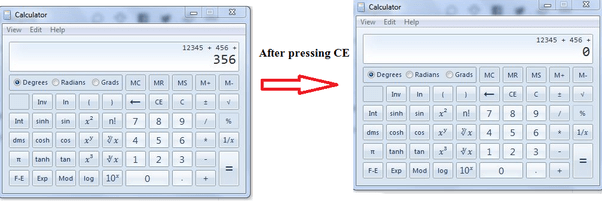 What does the CE button on a calculator stand for, and what does it do
