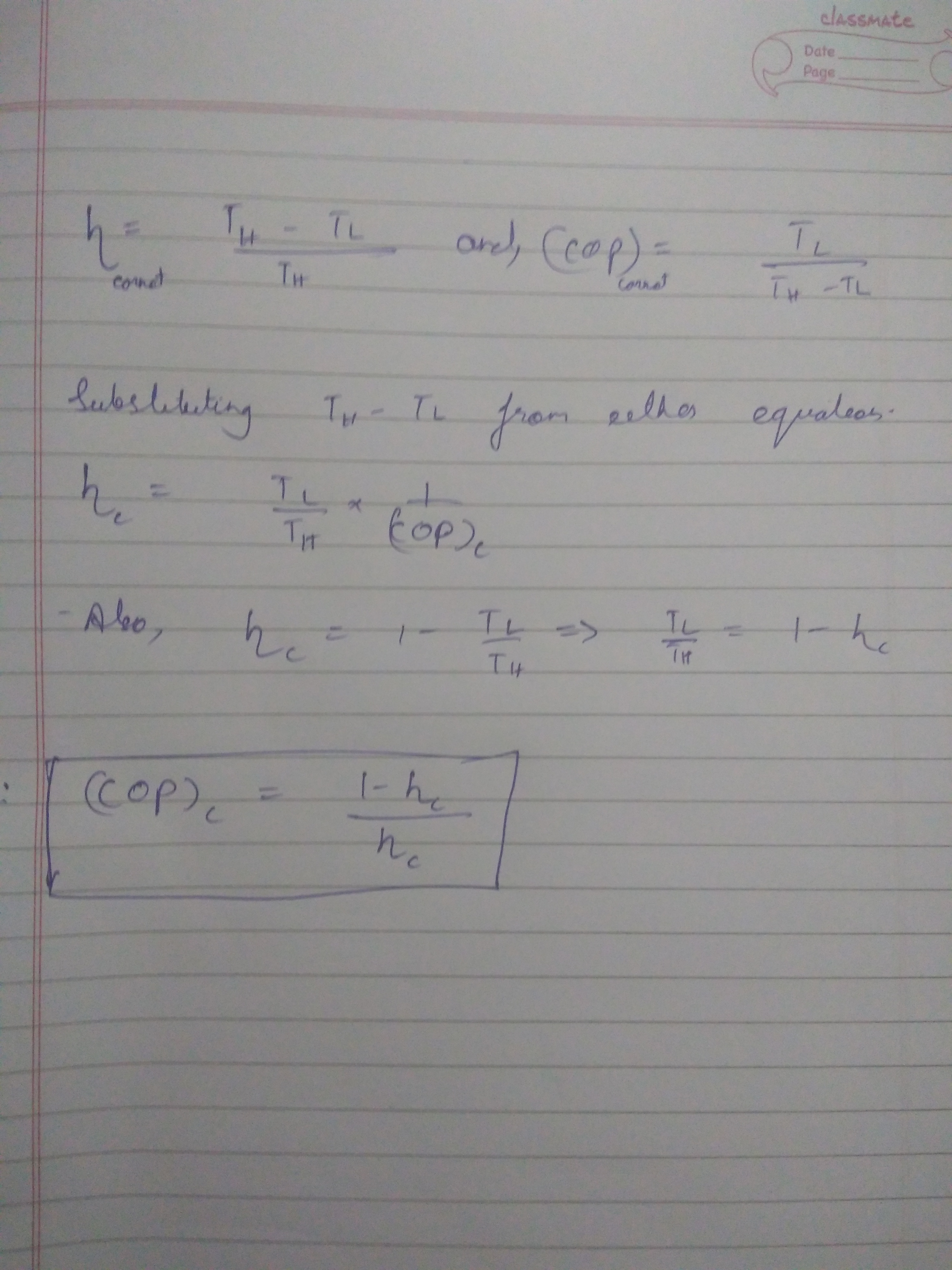 What Is The Relationship Between A Coefficient Of A Performance Of A Refrigerator And An Efficiency Of A Carnot Cycle? - Quora