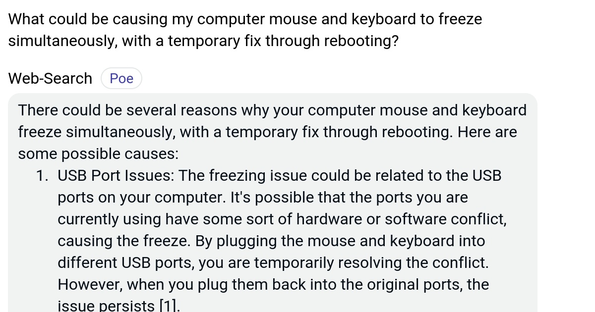 What could be causing my computer mouse and keyboard to freeze