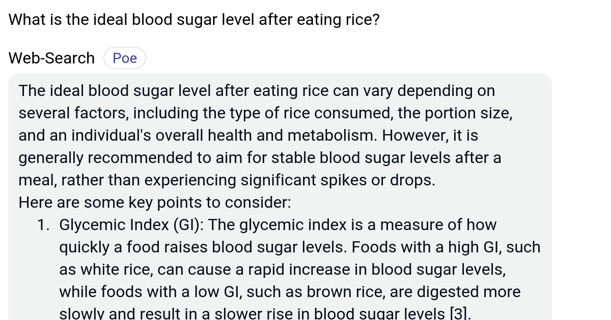 What is the ideal blood sugar level after eating rice? Poe