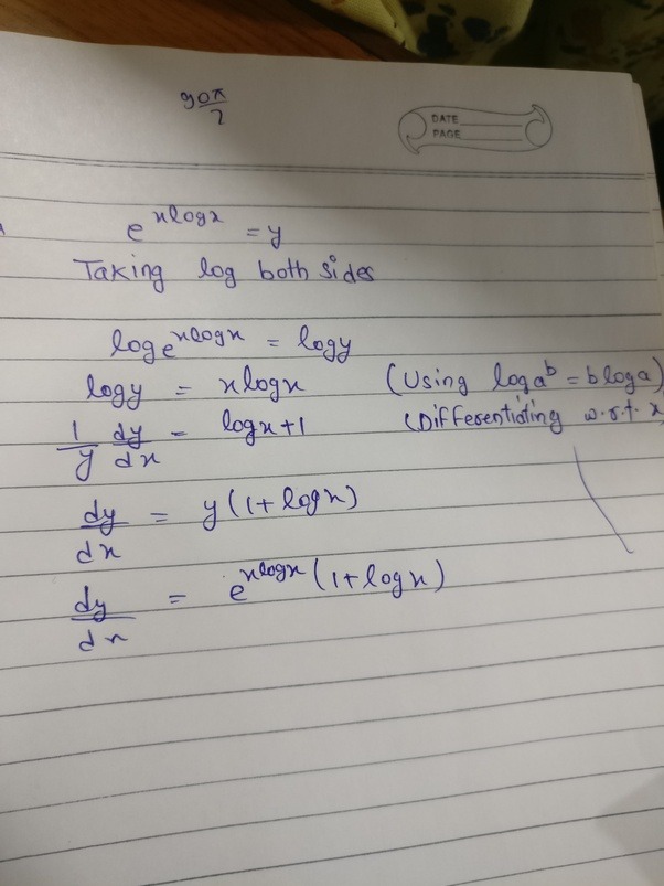 What is the derivative of [math]e^{xlogx}[/math]? Quora