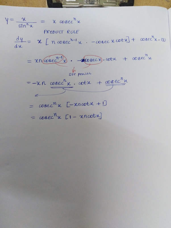 Find the derivative of x÷sin^ {n} x? Quora